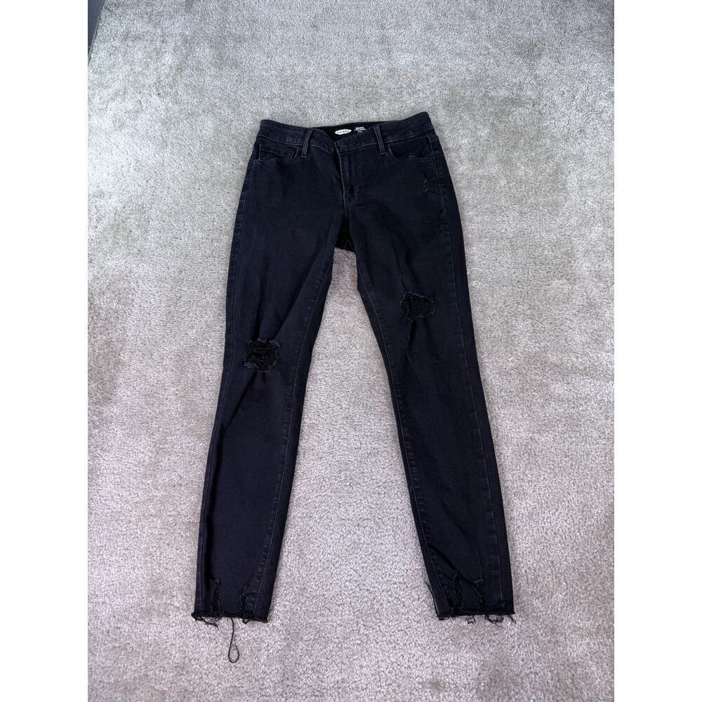 Old Navy Women's Size 6 Rockstar Super Skinny Ankle Mid Rise Black Jeans C349